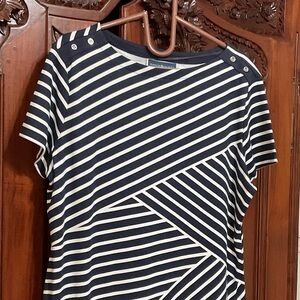 Karen Scott Navy and White Striped Shirt